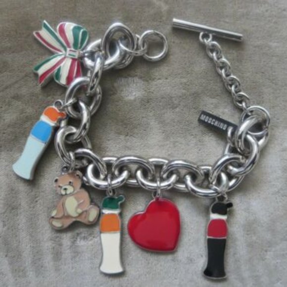 Moschino Vintage Charm Bracelet Heart Bear Bow - Picture 1 of 3